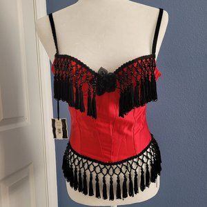 RARE NWT Vintage Chantal Thomass x Victoria Secret Red Satin Corset Top 34B